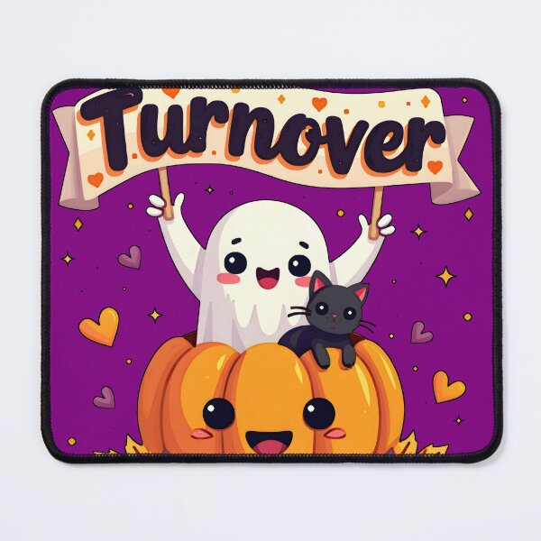 Item preview, Turnover - Halloween Ghost with Black Cat in Halloween Pumpkin designed and sold by TheInkyOwl-TIO.