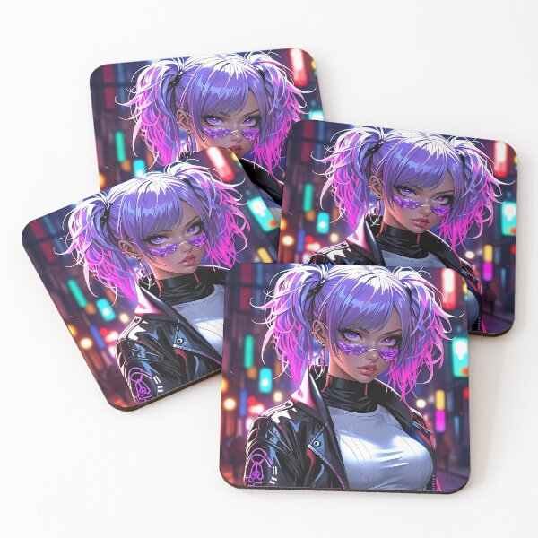 Item preview, anime posters Cyberpunk Street Rebel Anime Girl Portrait Canvas Metal Print Poster Art Board designed and sold by RecortShirt.