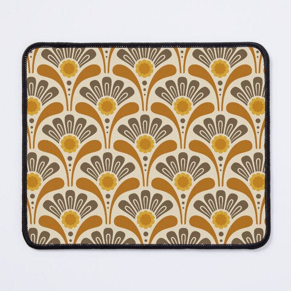 Item preview, KF 0304 E - Vintage Retro Daisy 70s Floral Pattern in Orange Yellow Brown designed and sold by KhakiFinch.