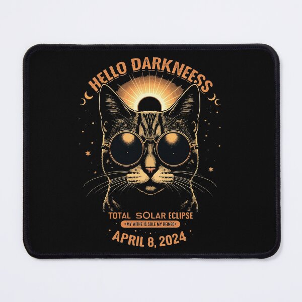 Item preview, Hello Darkness My Old Friend Total Solar Ecllipse 2024 Cool Cat designed and sold by studiopekepeke.