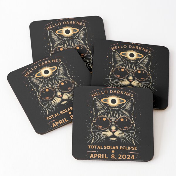 Item preview,  Hello Darkness My Old Friend Total Solar Ecllipse 2024 Cool Cat designed and sold by studiopekepeke.
