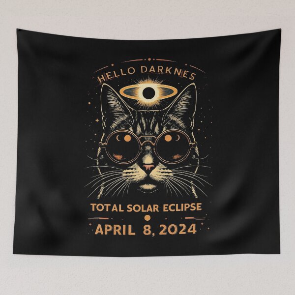 Item preview,  Hello Darkness My Old Friend Total Solar Ecllipse 2024 Cool Cat designed and sold by studiopekepeke.