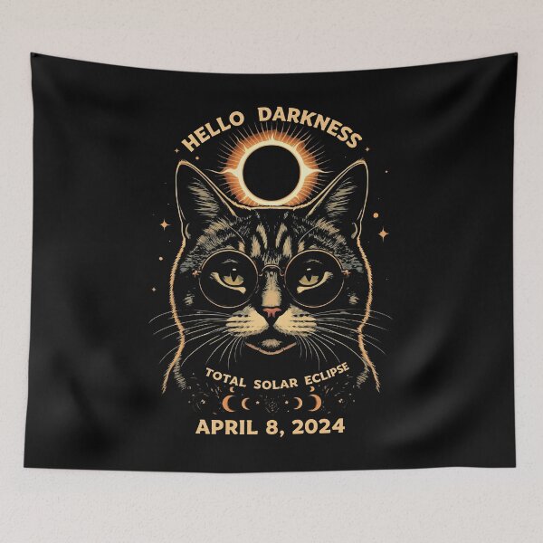 Item preview, Hello Darkness My Old Friend Total Solar Ecllipse 2024 Cool Cat designed and sold by studiopekepeke.