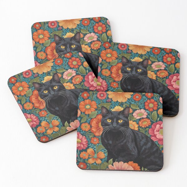 Item preview, Flower pattern with black cat ver.2 designed and sold by Moreas.