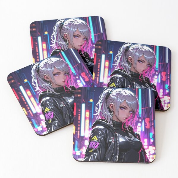 Item preview, Anime Posters Cyberpunk Street Rebel Anime Girl Portrait Canvas Metal Print Poster Art Board designed and sold by RecortShirt.
