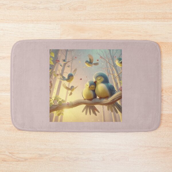 Item preview, Love Birds Nestled on a Branch in a Lush Forest designed and sold by choder61.