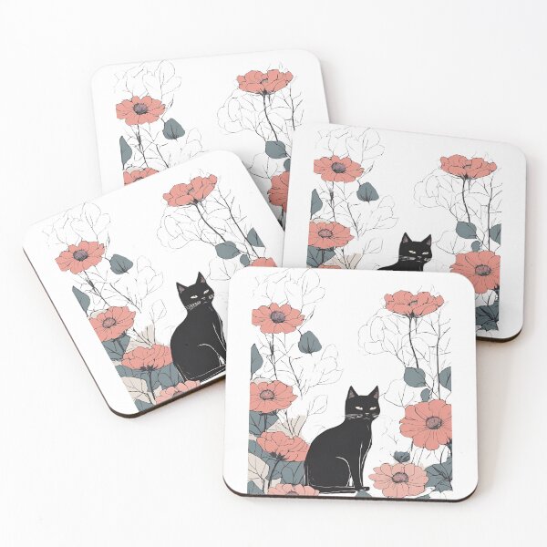 Item preview, Black cat and vibrant flowers with a warm autumn aesthetic. designed and sold by Catophile.