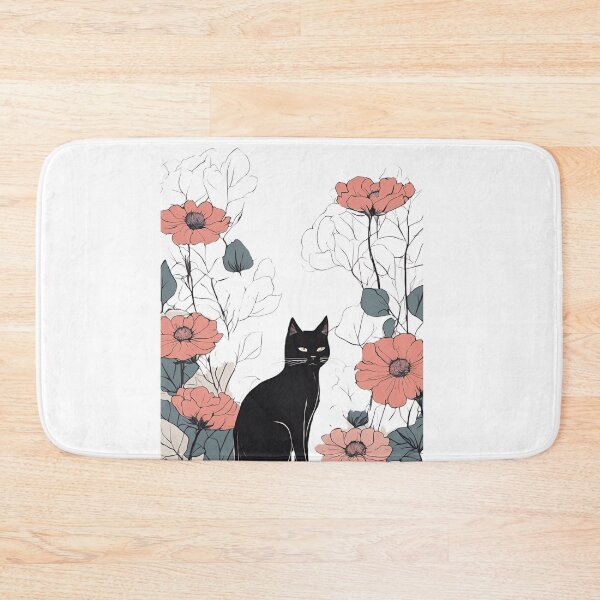 Item preview, Black cat and vibrant flowers with a warm autumn aesthetic. designed and sold by Catophile.