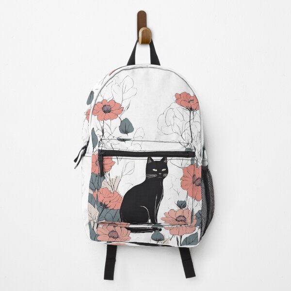 Item preview, Black cat and vibrant flowers with a warm autumn aesthetic. designed and sold by Catophile.