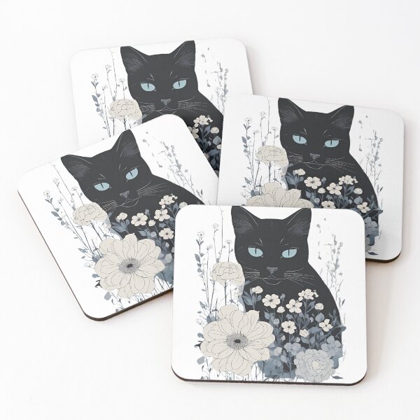 Item preview, Cozy tuxedo cat with colorful flowers in a fall-themed design. designed and sold by Catophile.