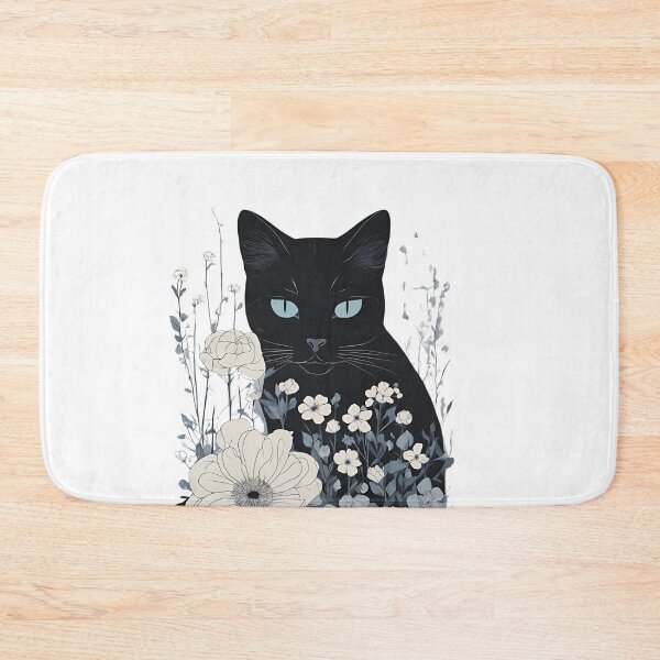 Item preview, Cozy tuxedo cat with colorful flowers in a fall-themed design. designed and sold by Catophile.