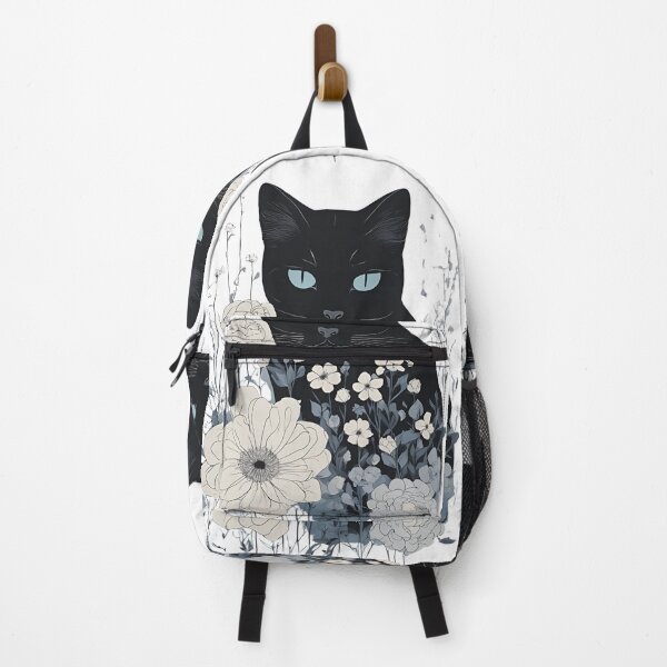 Item preview, Cozy tuxedo cat with colorful flowers in a fall-themed design. designed and sold by Catophile.