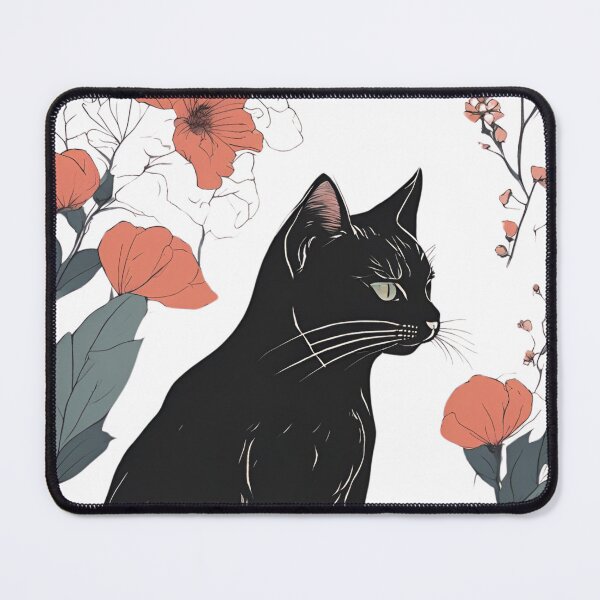 Item preview,  black cat cover with a floral autumn pattern in bright colors. designed and sold by Catophile.