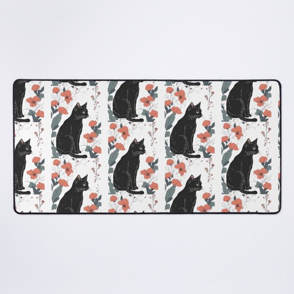 Item preview,  black cat cover with a floral autumn pattern in bright colors. designed and sold by Catophile.