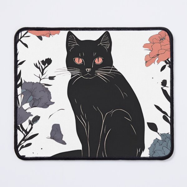 Item preview, black cat cover with a floral autumn pattern in bright colors. designed and sold by Catophile.