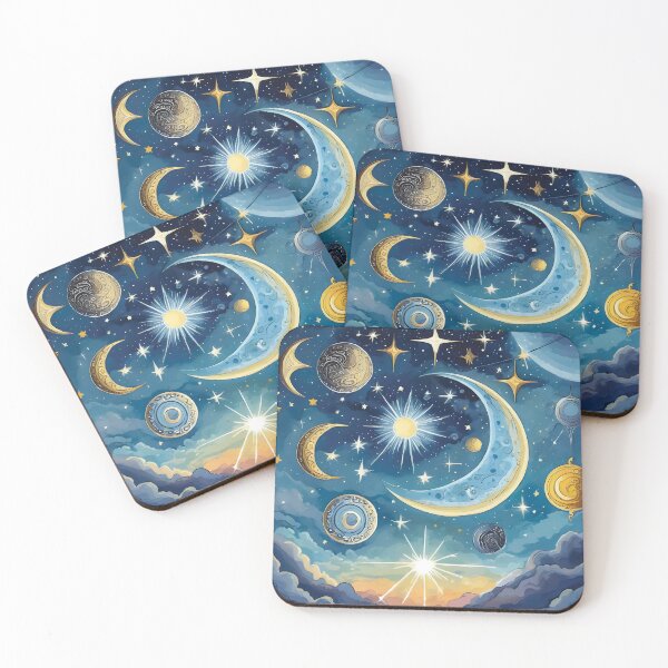 Item preview, A horoscope blue sky design with stars, moons and suns in deferent shapes. designed and sold by HEMRO.
