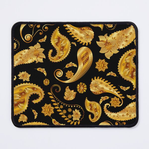 Item preview, Gold Paisley and Floral Pattern with Ornate Details on a Dark Background  designed and sold by SeamlessHub4289.