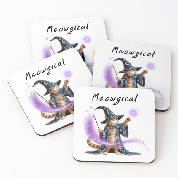 Item preview, Wizard cat casting magical spell with wand designed and sold by doodlelike.