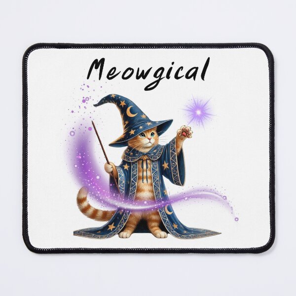 Item preview, Wizard cat casting magical spell with wand designed and sold by doodlelike.