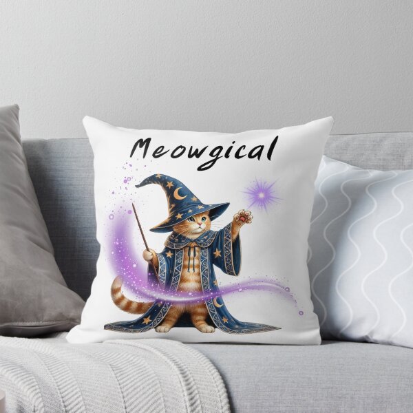 Item preview, Wizard cat casting magical spell with wand designed and sold by doodlelike.