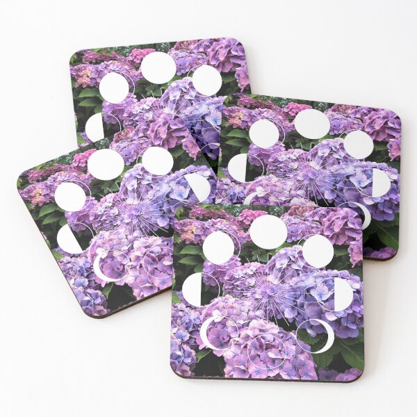 Item preview, Purple and Blue Hydrangeas and Moon Phase  designed and sold by WildWoodlandWitch.