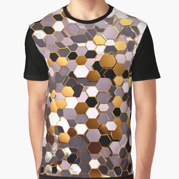 Item preview, Metallic silver and gold hexagon pattern for a luxurious design designed and sold by Tchoice.