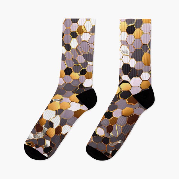 Item preview, Metallic silver and gold hexagon pattern for a luxurious design designed and sold by Tchoice.
