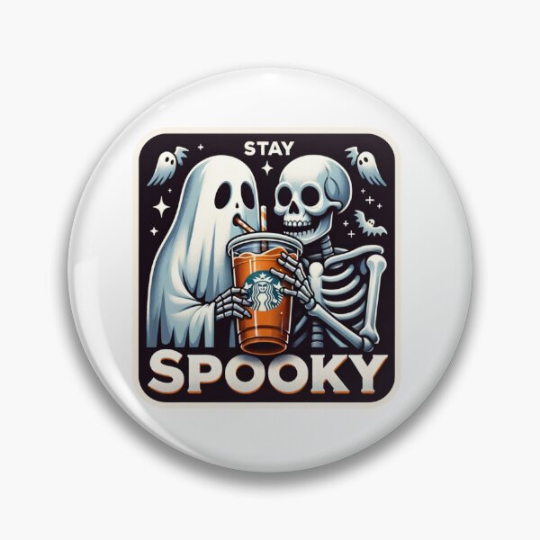 Item preview, Ghost and Skeleton drinking iced coffee Stay Spooky!! Stickers and more designed and sold by CRandRRstickers.