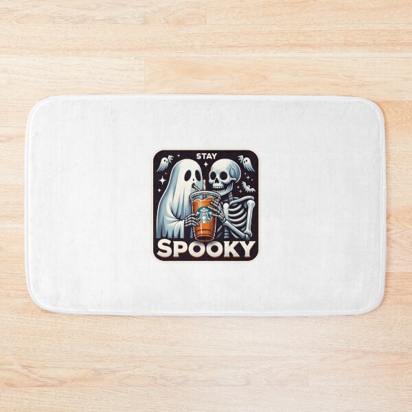 Item preview, Ghost and Skeleton drinking iced coffee Stay Spooky!! Stickers and more designed and sold by CRandRRstickers.