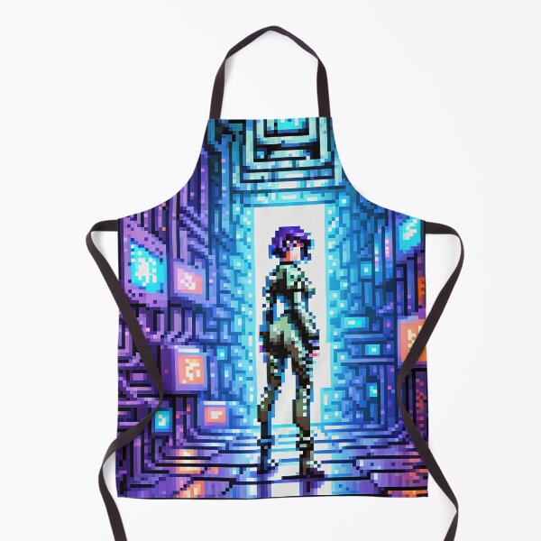 Item preview, Retrato de una chica ciberpunk en pixel art teletransportándose, 16 bits designed and sold by Smash-420.