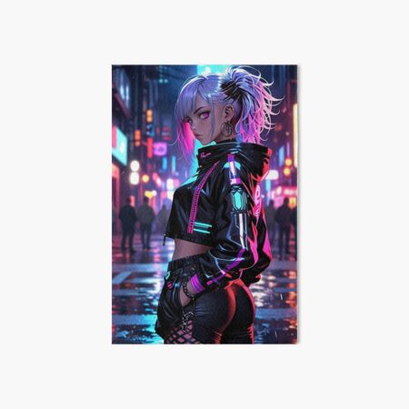 Item preview, Anime Posters Cyberpunk Street Rebel Anime Girl Portrait Canvas Metal Print Poster Art Board designed and sold by RecortShirt.