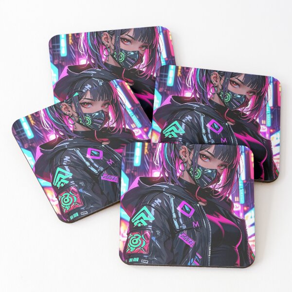 Item preview, Anime Posters Cyberpunk Street Rebel Anime Girl Portrait Canvas Metal Print Poster Art Board designed and sold by RecortShirt.