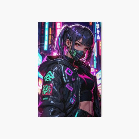 Item preview, Anime Posters Cyberpunk Street Rebel Anime Girl Portrait Canvas Metal Print Poster Art Board designed and sold by RecortShirt.