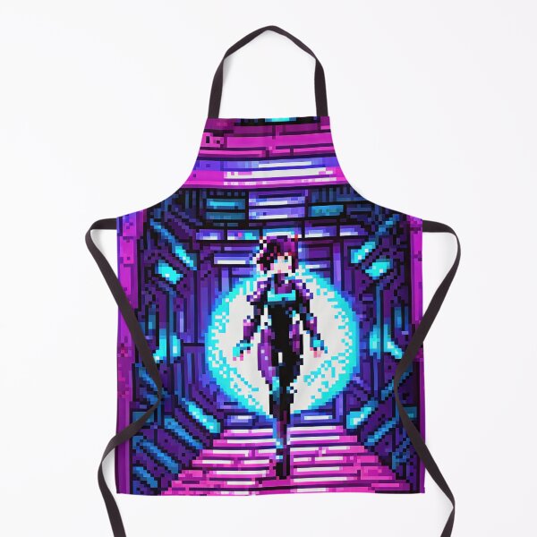 Aperçu de l'œuvre Portrait de fille cyberpunk en pixel art, bulle de téléportation, 16 bits créée et vendue par Smash-420.