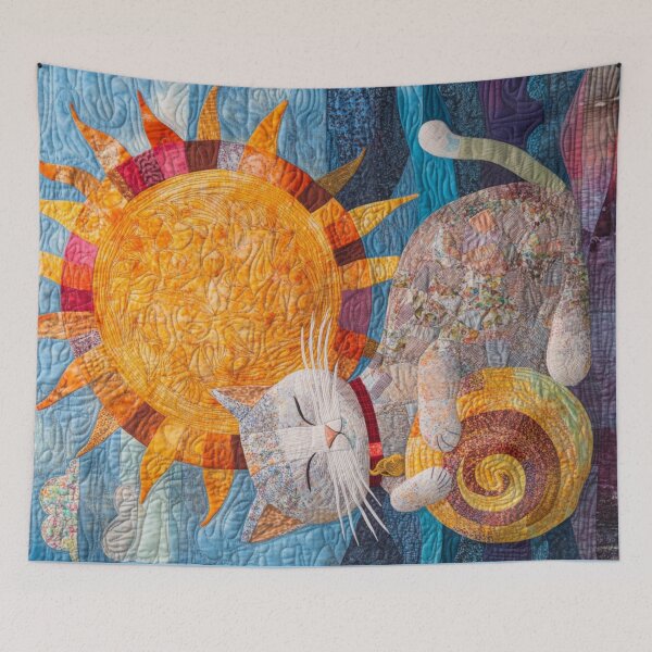 Item preview, Feline Sunshine Quilt Like Pattern Print designed and sold by WitsandWonders.