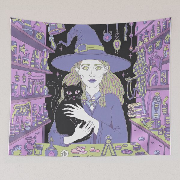 Item preview, Witch with Black Cat and Magical Potions designed and sold by XquisiteFashion.
