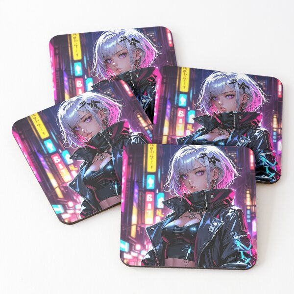 Item preview, Anime Posters Cyberpunk Street Rebel Anime Girl Portrait Canvas Metal Print Poster Art Board designed and sold by RecortShirt.