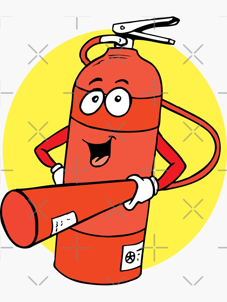 "Fire Extinguisher Cartoon" Sticker by SamuelMolina | Redbubble