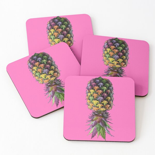 Item preview, Upside-down Pineapple Made of Colorful Marijuana Leaves - Pink designed and sold by JLEmporium.