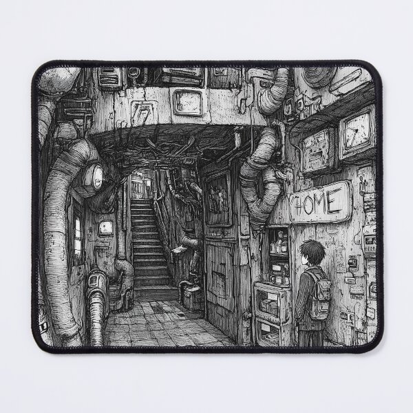 Item preview, Corridor of Rusted Silence – black and white melancholic anime manga boy designed and sold by ForsakenFrames.
