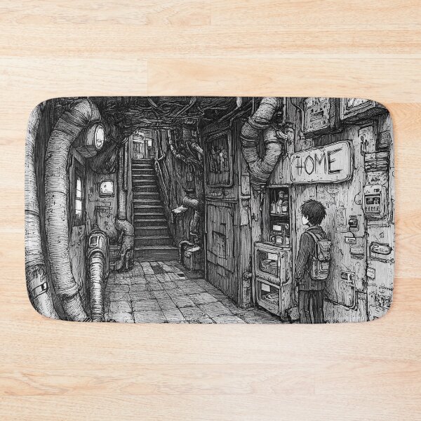 Item preview, Corridor of Rusted Silence – black and white melancholic anime manga boy designed and sold by ForsakenFrames.