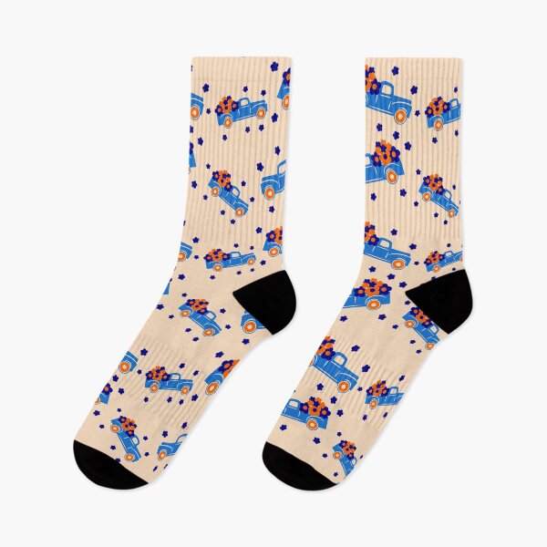 Item preview, Orange and Blue Flower Trucks designed and sold by dottiedigitals.
