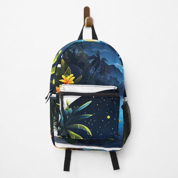 Item preview, Tropical night scene with glowing fireflies, moonlight, and exotic plants designed and sold by Tchoice.