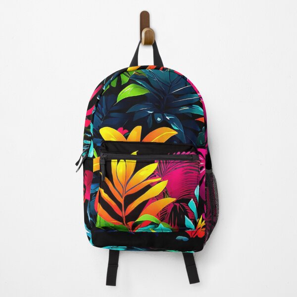 Item preview, Neon-colored tropical plants against a dark jungle designed and sold by Tchoice.