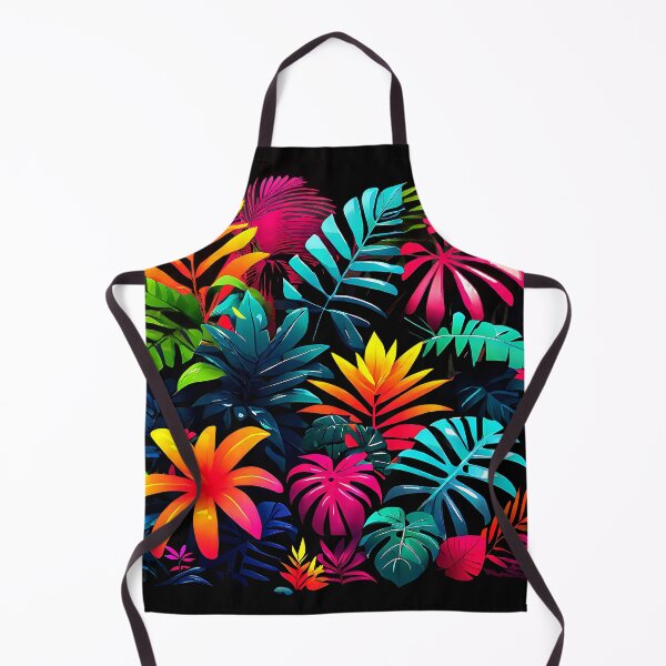 Item preview, Neon-colored tropical plants against a dark jungle designed and sold by Tchoice.