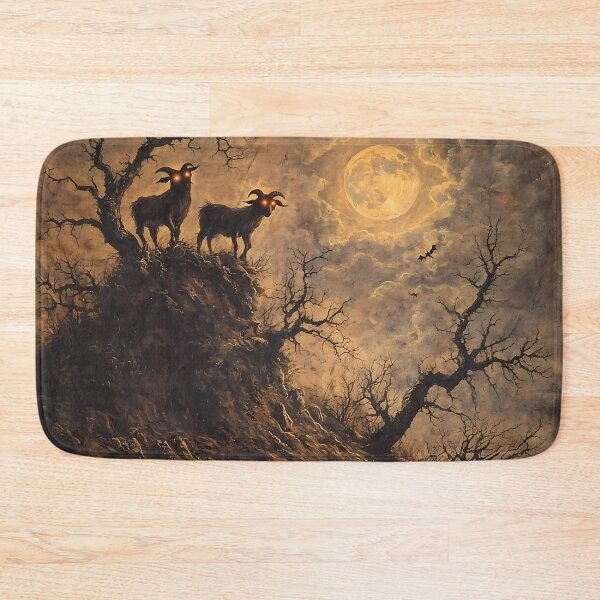 Item preview, HalloweenCore Goats Under Full Moon on Haunted Hill designed and sold by Matt's Artificial Nature.