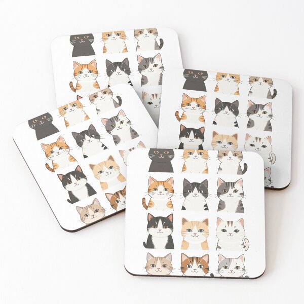 Item preview, A Mix of Cute Cat Faces - Black to Tabby Cute Cats designed and sold by SparroCreative.