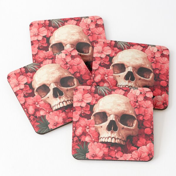 Item preview, Skull surrounded by flowers designed and sold by valerko26.