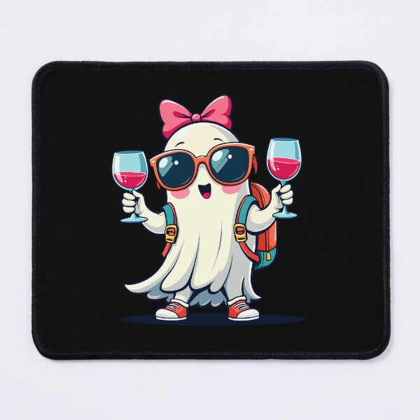 Item preview, Cute Ghost Holding Champagne Glasses – Fun & Festive Design designed and sold by PixelCraftBD.