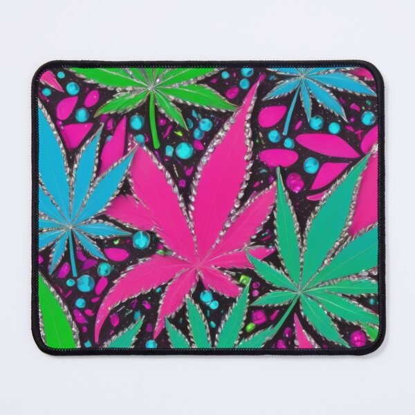 Item preview, Neon Marijuana Pot Leaves Outlined by Rhinestones - Black designed and sold by JLEmporium.